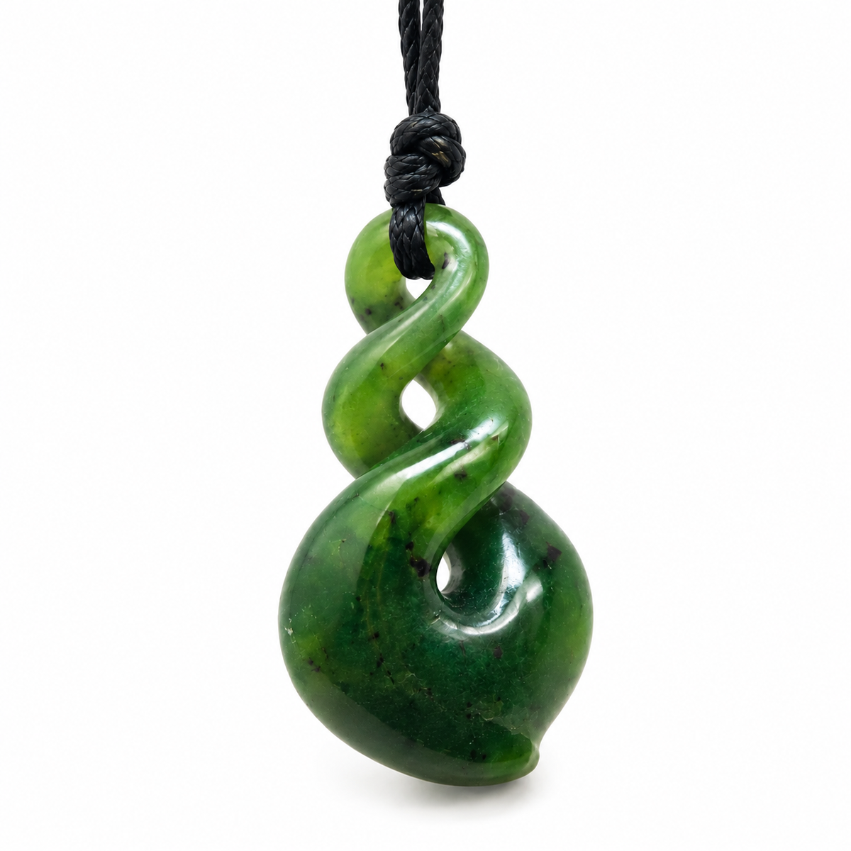 Greenstone Double Twist Pendant – 30mm Hand-Carved Pikorua Carving Studio NZ