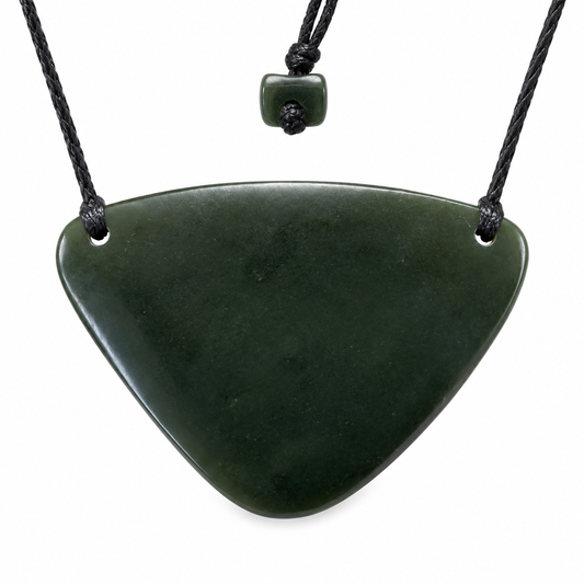 X-large hand-carved greenstone nephrite jade breastplate pendant 80mm with plaited toggle cord by Carving Studio NZ