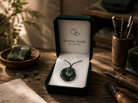 Greenstone Koru Pendant – 30mm Hand-Carved Top Grade Jade Carving Studio NZ